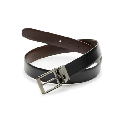 Image of Perry Ellis Men&#039;s Portfolio 2 Tone Reversible Belt with Leather, Matte, Shine Buckle (Sizes 30 42 Inches), Black/Brown,