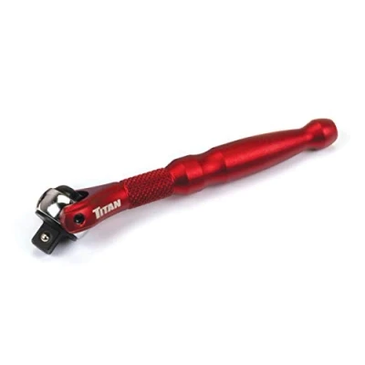 Image of Titan 11320 1/4 Inch Drive x 4 90 Tooth Swivel Head Micro Ratchet Red