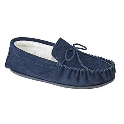 Image of Mokkers Mens Oliver Moccasin Wool Lined Slippers (10 UK) (Navy)