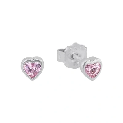 Image of Prinzessin Lillifee Orecchini a bottone per bambine in argento sterling 925, con zirconi sintetici, 0,4 cm, rosa, cuore, forniti confezione regalo gioielli, 2021046