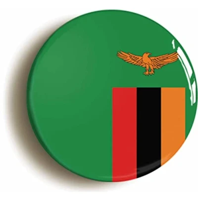 Image of Zambia National Flag Fridge Magnet (Circular 2inch / 50mm Diameter)