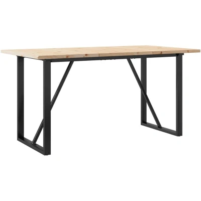Image of vidaXL Dining Table O Frame 140x80x75.5 cm Solid Wood Pine and Steel