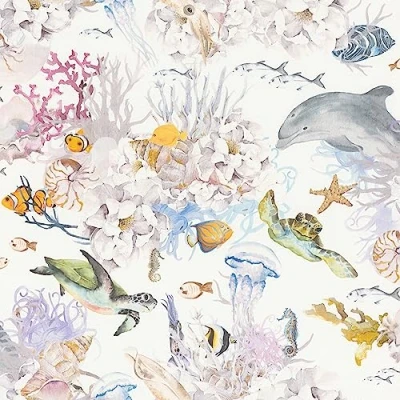 Image of Rasch Wallpaper 301311 Bright Non Woven with Colourful Underwater World and Fish; Nursery 10.05 m x 0.53 (L W)