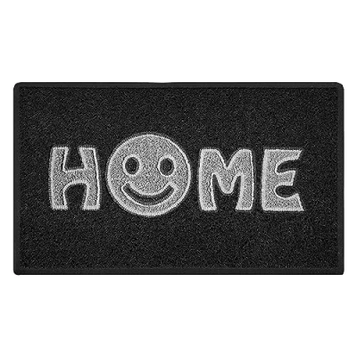 Image of Nicoman Smiley Face Home Door Mat Welcome Barrier Dirt Trapper Floor Patio Garden Conservatory Doormat｜Indoor Outdoor Smile Matt｜75x44cm (Black with Grey)