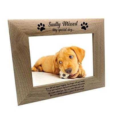 Image of ukgiftstoreonline Sadly Missed Dog Remembrance Memorial Wooden Photo Frame Gift (5 x 7 Inch)