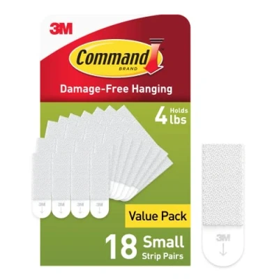 Image of Command Small Picture Hanging Strips, Damage Free Hangers, No Tools Wall Strips for Christmas Decorations, 18 White Adhesive Strip Pairs(36 Strips)