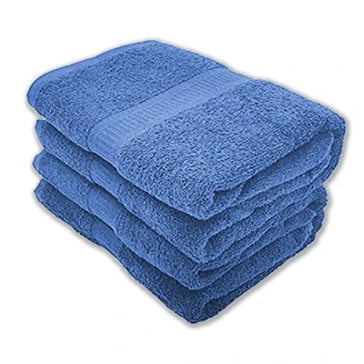 Image of Pack of 2 Bath Sheets Set 100% Egyptian Cotton Hotel Quality Premium Towels 80 x 140 cm Fast Dry Long Lasting Material Bathroom (Cobalt)