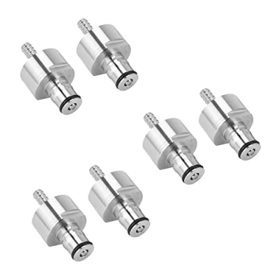 Image of KVSERT 6Pcs 304 Stainless Steel Carbonation Cap 5/16 Inch Barb, Ball Lock Type, Fit Drink PET Bottles, Homebrew Kegging