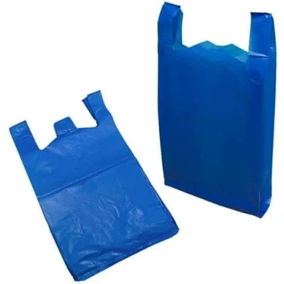 Image of AMD Nexus Blue Carrier Bags 11 x 17 21 Large Plastic Heavy Duty Vest Pack of 100