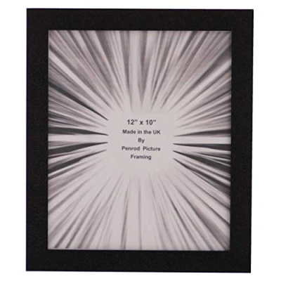 Image of Penrod Picture Framing Charleston Shiny Embossed Black 12x10 inch photo frame with mirror effect edge.