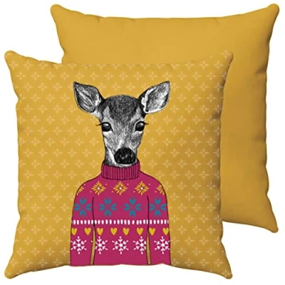 Image of Itucci After Dark Woodland Creatures Deer Cushions, Sofa Animal Cushions 45 x 45cm. PLUS INSERT