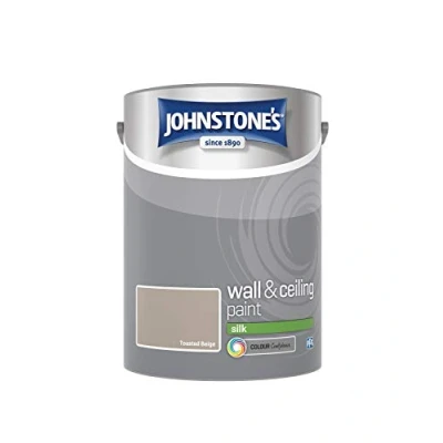 Image of Johnstone&#039;s Wall &amp; Ceiling Paint Toasted Beige Silk Finish Emulsion Fantastic Coverage Easy to Apply Dry in 1 2 Hours 12m2 per Litre 5L