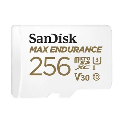 Image of SanDisk MAX Endurance Video Monitoring for Dashcams &amp; Home 256 GB microSDXC Memory Card + SD Adaptor 120,000 Hours , White