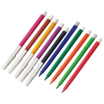 Image of Felt Tip Pens, MULTICOLOUR, Fibre Fine Point, Pack of 10, Colouring Drawing Write Sketch Mark Draw, School Office Home Use, iVAIDEX Black Ball Pen