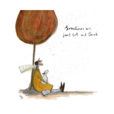 Image of Sam Toft Sometimes We Just Sit And Think Poster (40cm x 40cm) (White/Multicoloured)