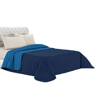 Image of Italian Bed Linen Elegant Summer Quilt Dark Royal Blue, Single