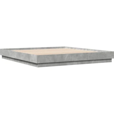 Image of vidaXL Super King Bed Frame Base Concrete Grey, Modern Engineered Wood with Sturdy Plywood Slats, 180x200 cm, Bedroom Furniture