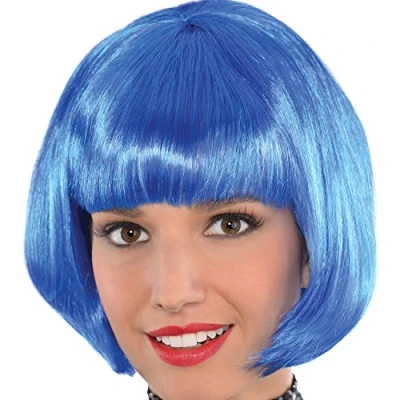 Image of amscan 840888 55 Blue Bob Party Wig, 1 Pc