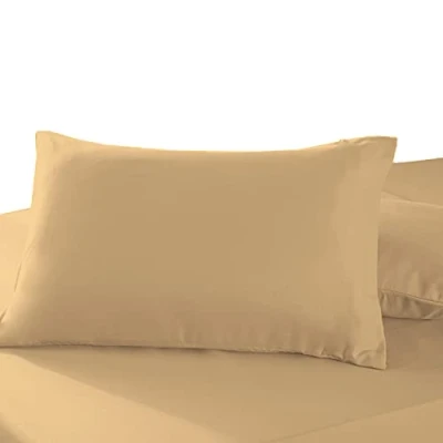 Image of Pizuna 100% Cotton Housewife Pillowcases 2 Pack Tan 48x74cm, 400 Thread Count Long Staple Combed Pillow Cover, Sateen Weave Standard Pillowcase (Cotton of 2)