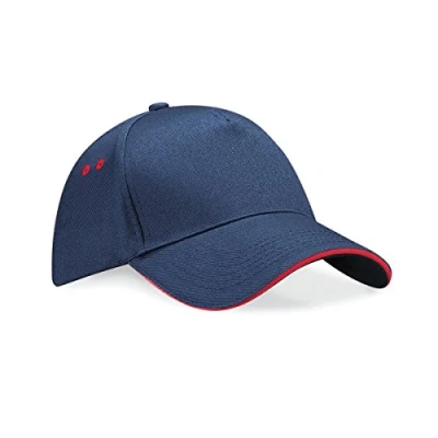 Image of COOZO Mens Ultimate 5 Panel Cap Sandwich Peak French Navy/Classic Red One Size
