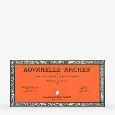 Image of Arches Aquarelle Paper Block 6x12in (15x30cm) Rough (Torchon) Panoramic