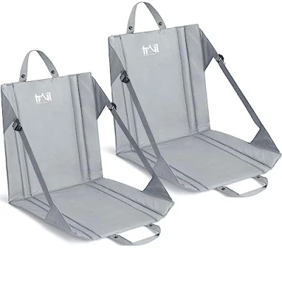 Image of Trail Hiking Chair Sit Mat with Back Support, Lightweight Padded Picnic Camping Floor Cushion Seat Backrest (Grey 2 Pack)