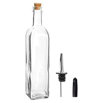 Image of 500ml Glass Olive Oil Pourer Bottle with Cork Lid By Argon Tableware