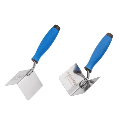 Image of Mivos 2 x Corner Trowel Rustproof 80 60 mm Inner and Outer Made of Stainless Steel Outdoor Edge with Soft Grip Spatula in the EU