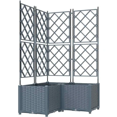 Image of vidaXL Garden Planter with Trellis 3 pcs Light Grey 80x80x143 cm