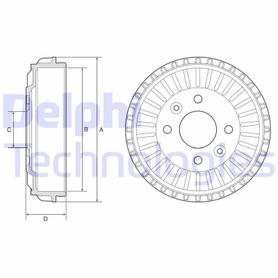 Image of 32001458R, 432001458R Brake Drum DELPHI BF594 without ABS sensor ring, wheel bearing 237mm SMART: Fortwo III Convertible