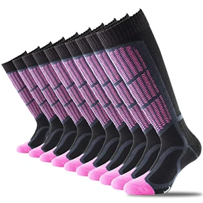 Image of 1000 Mile 10 Pair Multi Pack Extra Thick Winter Walking Sports Outdoors Climbing Socks + Padded Shin Support Raspberry UK6 8.5
