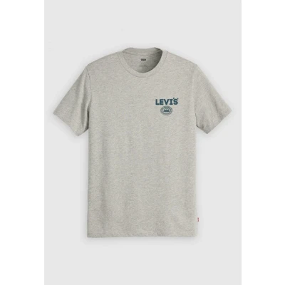 Image of Levi&#039;s Graphic Crewneck TEE Print Tshirt, Men&#039;s, Size: Small, Midtone heather grey