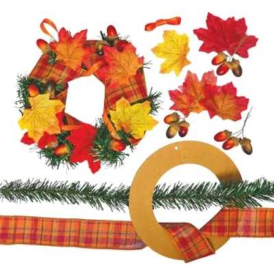 Image of Baker Ross FN300 Autumn Wreath Making Kit Arts and Crafts