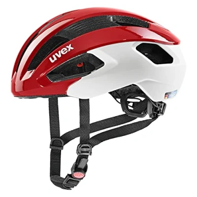 Image of uvex Rise cc Secure Performance Bike Helmet for Men &amp; Women Individual Fit Optimized Ventilation Red White 52 56 cm