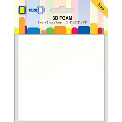 Image of JEJE 3D Foam Dots 3 mm, Synthetic Material, White, 14.8 x 11.1 0.3 cm