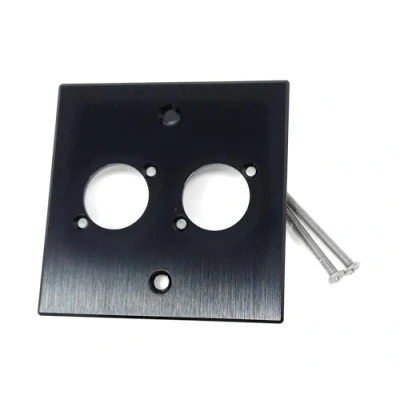 Image of Brushed Aluminium Wall Plate, 86x86mm, D Series Hole, Compatible with Neutrik, HDMI, USB, RJ45, BNC, RCA, XLR Faceplates (2 Holes)
