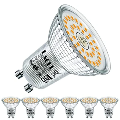 Image of EACLL GU10 LED Bulbs 6W Warm White Light Bulb 2700K Replace 90W RAR16 Halogen, 810 Lumen AC 230V Flicker Free Spotlight, 120 Wide Beam Angle, Non Dimmable Reflector Light, Pack of 6