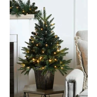 Image of 60cm Tall Traditional Artificial Christmas Tree 60 LED Firefly Lights in Pot