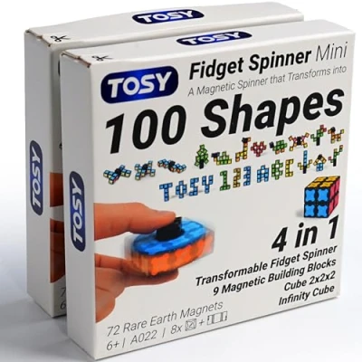 Image of TOSY Magnet Fidget Spinner Mini 3in1 Toy: Transformable with 72 Magnets, Infinity Cube, 2x2 Puzzle Cube for Beginners, Stress Relief Adults, Easter Gift Kids 6+ (set of 2)