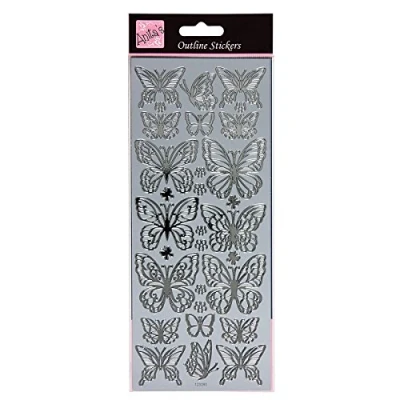 Image of Anitas Outline Stickers, Wistful Wings, Silver, For Scrapbooking, Card Making, Kids Play, Homework, Art, Craft, Embelish, Decorative, Paper, Card, Glass, Metal, Plastic, Foam