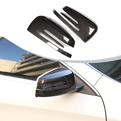 Image of DIYUCAR 2pcs Carbon ABS Side Door Rearview Mirror Frame Cover Trim For Benz A CLA GLA GLK Class W117 W176 2014 2017