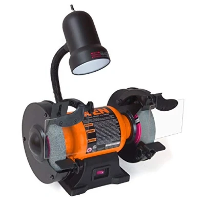 Image of WEN BG4276 2.1 Amp 6 Inch Single Speed Bench Grinder with Flexible Work Light