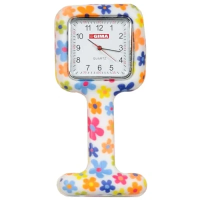 Image of Gima Silicone Nurse Watch, Square Dial, Flowers Pattern 20462