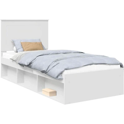 Image of vidaXL Bed Frame with Headboard White 75 x 190 cm Solid Pine Wood