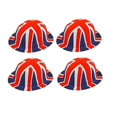 Image of Shop4allsorts 4 x Union Jack Bowler Hats Kings Coronation Fancy Dress Street Party Adult