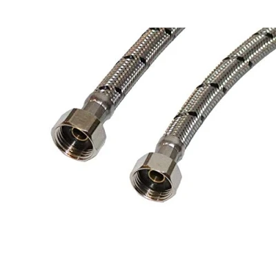 Image of Aumix x2 (Pair) ½ x inch BSP 9mm Bore 300mm Flexible Braided Pipe Kitchen Basin Monobloc Mixer Tap Connector Hose WRAS Approved