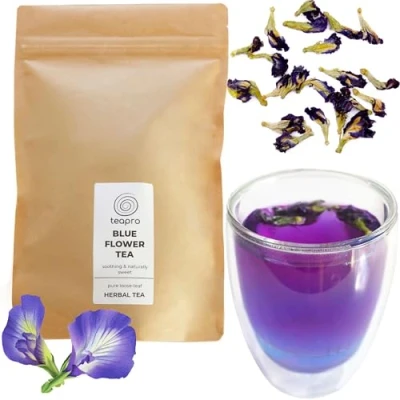 Image of Teapro Premium Blue Flower Tea 200g Colour changing Herbal Naturally Caffeine free &amp; Purple Infusion