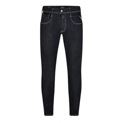 Image of Replay Men&#039;s Anbass Slim Fit Hyperflex Forever Dark Jeans with Stretch, Blue (Dark 007), 32W / 32L