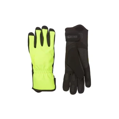 Image of SEALSKINZ Bodham Unisex Waterproof Women&#039;s Fit All Weather Cycle Glove Suede Thumb Wiper is Soft on the Face Cycling &amp; Outdoor Sports Three Layer Insulation TechnologyNeon Yellow, M