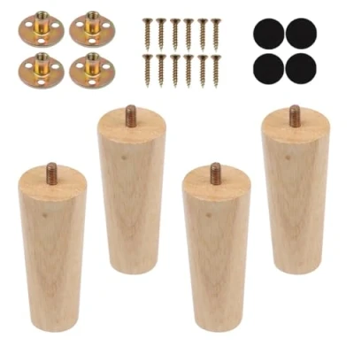 Image of 5 inch Solid Wood Furniture Legs,4 Pcs Dresser Legs Sofa Replacement Legs,Mid Century Modern Wooden Feet with Gasket &amp; Non Slip Mat M4 Screws,for Couch,Bed,Armchair (Set of 4)